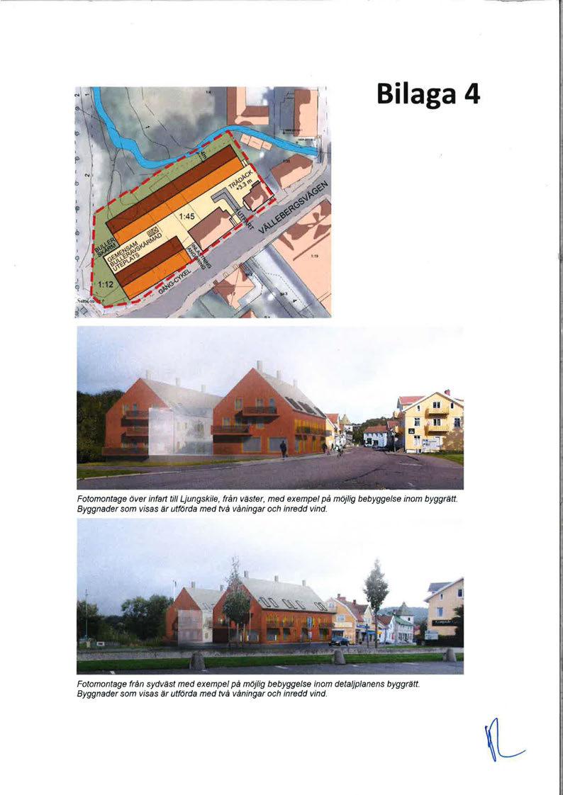 Bilaga 4 Fotomontage över infart tilf Ljungskile, från väster, med exempel på möjlig bebyggelse inom byggrätt.
