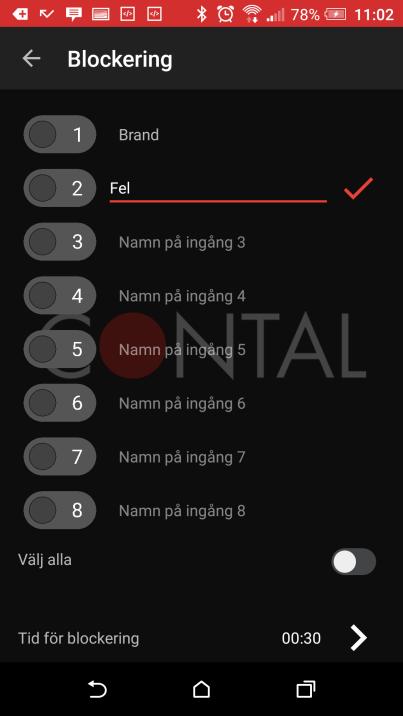 Ett serienummer som knutits till larmobjektet i TeleCall inställningar, se 2.1.2 Antal ingångar. Antal ingångar i larmsändaren, 8 eller 16.