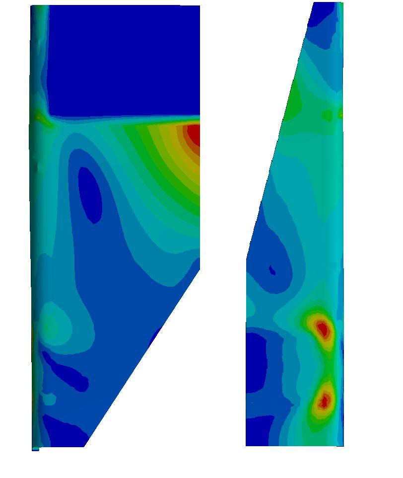 G Spänningsnivåer vid begynnande plasticering, lastfall 1 Figur 77 visar spänningsfördelningen i L-balken. På tre ställen har balken plasticerat.