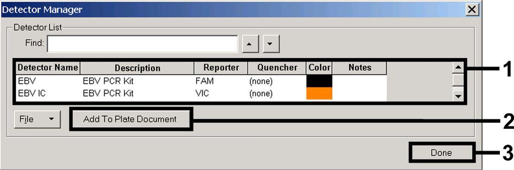 Fig. 6: Val av detektorer (Detector Manager). 8.5.1.