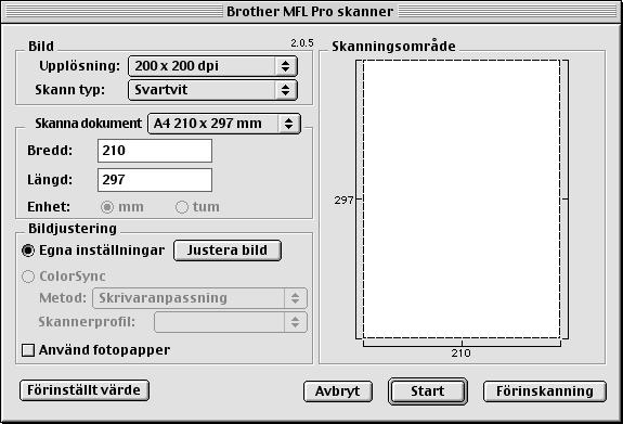 Använda Brothers TWAIN-drivrutin för skanning med Apple Macintosh Brother MFC Software Suite innehåller en TWAIN-skannerdrivrutin för Macintosh.