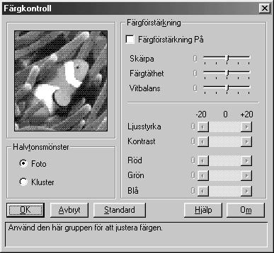 (för användare av Windows 95/98/98SE/Me) (för användare av Windows 2000 Professional/ Windows NT4.0) Egna inställningar Gör egna inställningar genom att välja halvtons- eller färgmatchningstyp.