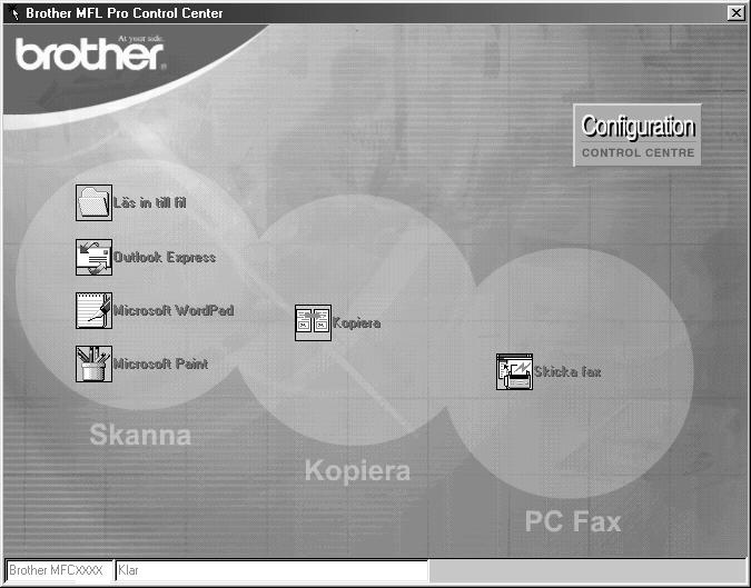 13 Använda Windows -baserade Brother Control Center (endast Windows ) Brother Control Center Brother Control Center är en praktisk programvara som dyker upp på PC-skärmen när du placerar papper i