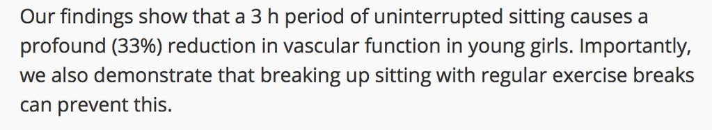 Effekt av att bryta stillasittande hos barn 5 minuters aktivitet/timme motverkar negativa effekter av stillasittande! McManus A et al.