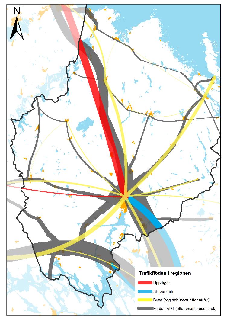 16 (54) Figur 9. Kartan visar intensiteten av transporter i stråken. Uppgifterna är senast tillgängliga data, 2015-2016.