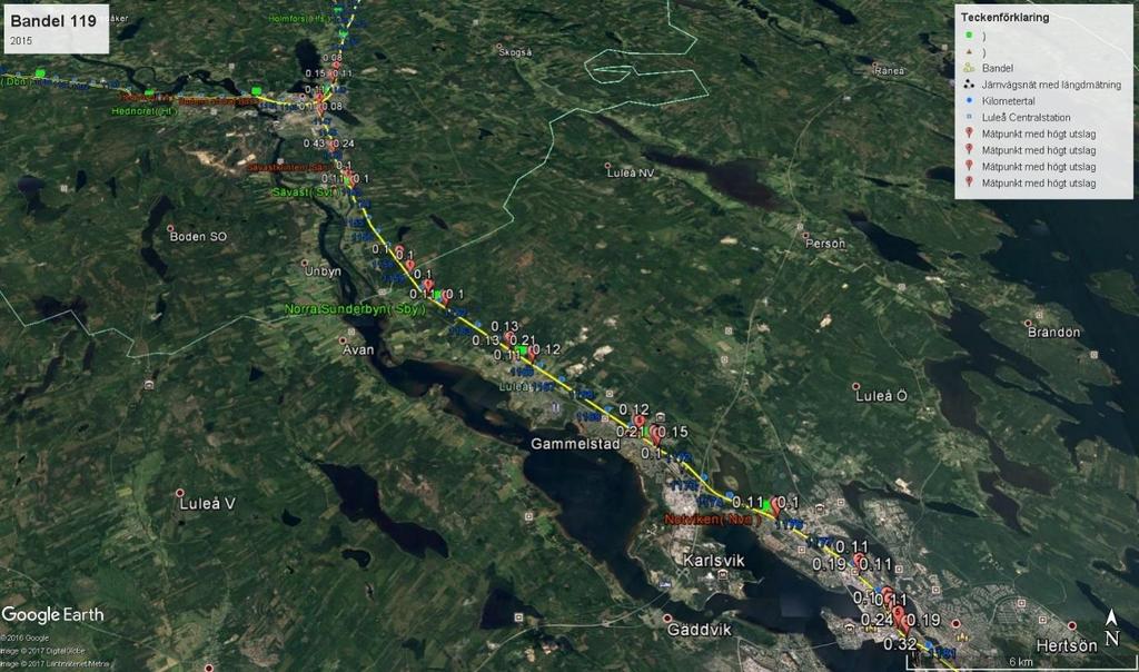 Bilaga: mätningar 2015 Damill AB har utvecklat en mätenhet kallad Tracklogger. Det är en mobil och portabel utrustning som mäter slag och stötar och enkelt kan monteras på tågfordon. 1.