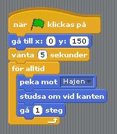 Vad ska vi då få våra poäng ifrån? Vi väljer att skapa en ny sprite som vi kan jaga och få poäng om vi lyckas fånga den.