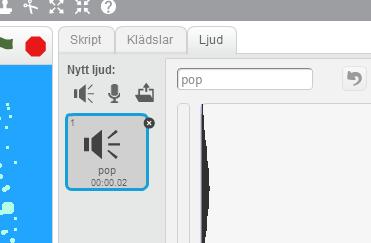 Klicka på hajen och välj sedan ljudfliken i scriptytan.