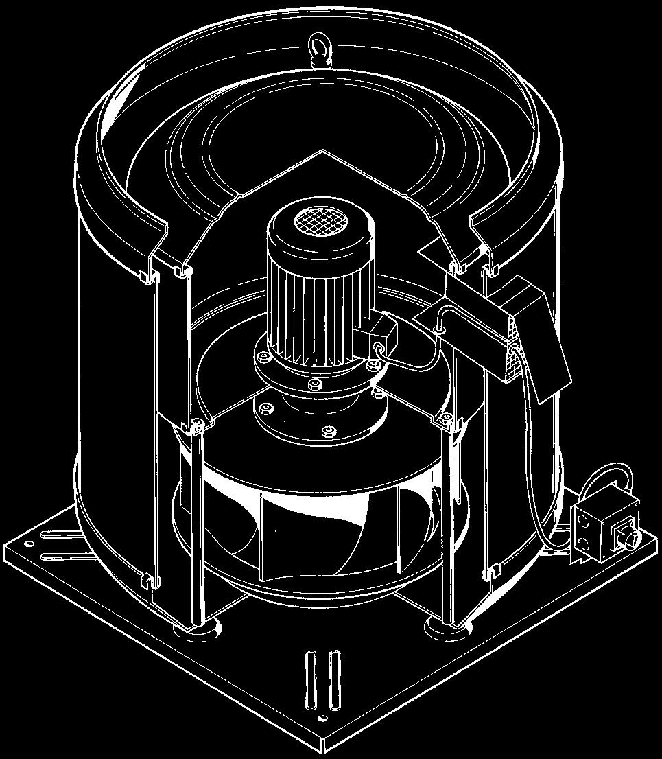 Motor För Takfläkt EKO-DRVF och EKO-DRVF-H används motorer enligt IEC-standard för 4 V, 3-fas växelström, placerade för luftströmmen. Kapslingsklass IP55/F.