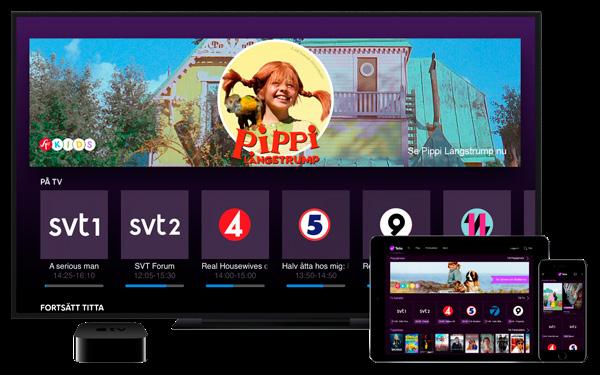 TILLVAL SOM GÖR DITT BREDBAND BÄTTRE TELIA PLAY Istället för en traditionell tv-tjänst via det fasta telenätet, kan du streama tv, film och serier med appen Telia Play på vilken skärm du vill.