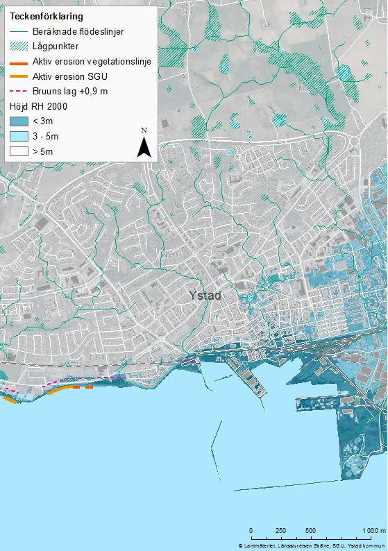 4.4 Ystad Området innefattar Ystad tätort från Ystads avloppsreningsverk i väster till Revhusen och södra Dragongatan i öster (figur 9). 2015 var antalet invånare i tätorten 18 806 personer.