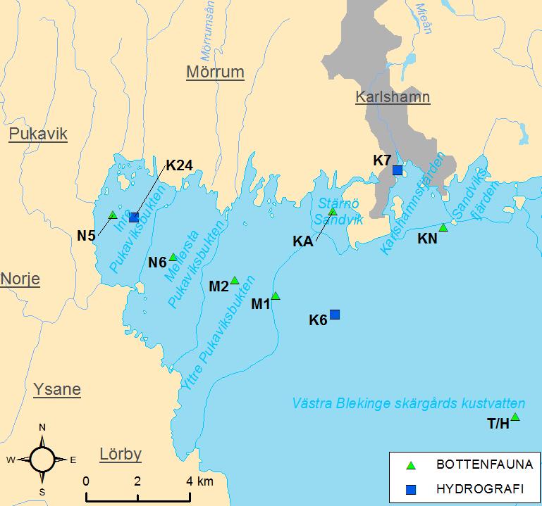 Hanöbuktens kustvattenmiljö 13 Medins Biologi AB Partikulärt organiskt kol (POC) och kväve (PON) POC och PON mäts endast i intensivstationerna vilket innefattar VH1 i det här området.