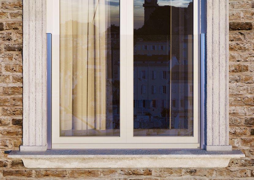 FER FUNKTIONER TIÄMPNING Kan användas till franska balkonger med upp till 3 3 mm bredd och 1 4 mm höjd Arbeta inifrån byggnaden när räcket monteras i fönsternischen Finns som set med profiler och
