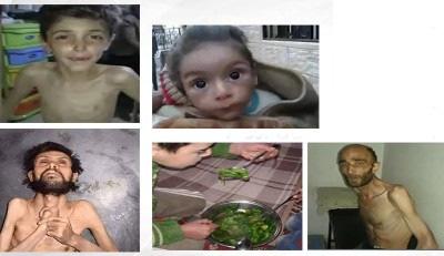 قحطی در شهر تحت محاصره مضایا در نزدیکی دمشق ١٥ ۴٠ ھزار نفر سکنه از شش ماه قبل توسط نيروھای وفادار به بشار اسد به ويژه شبهنظاميان حزبالله لبنان محاصره شده و ذخيرهی غذايی آن مدتھاست که ھزاران نفر از