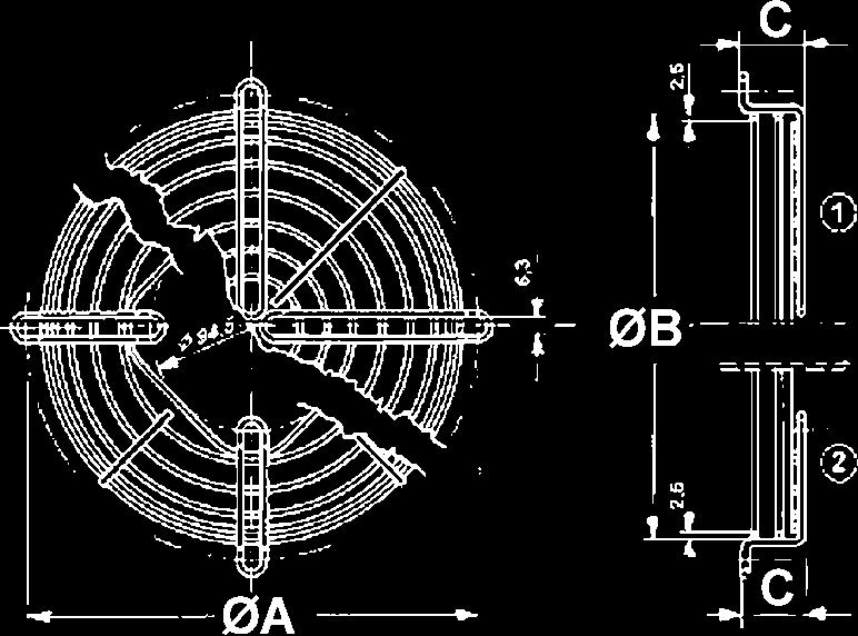 .med motor & fläkt Galler -Ø / º B C D E E05-154/31 73 90 43 94 E05-172/31 73 103 43 93