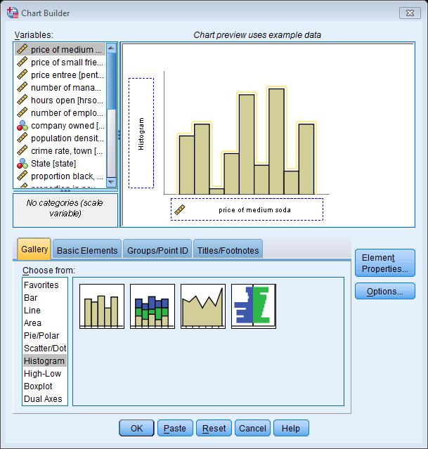 Diagram, kvantitativa variabler Histogram 1. I menyn graphs klicka chart builder. 2.