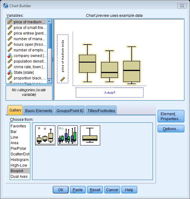 Box plot 1. I menyn graphs klicka chart builder. 2.