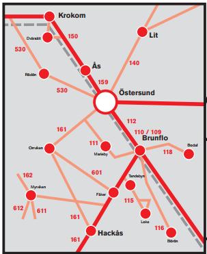 Figur 4: Linjekarta Östersund och Krokom (Källa: Länstrafiken Z) Hållplatsen Krokomsporten är belägen längs väg 339.