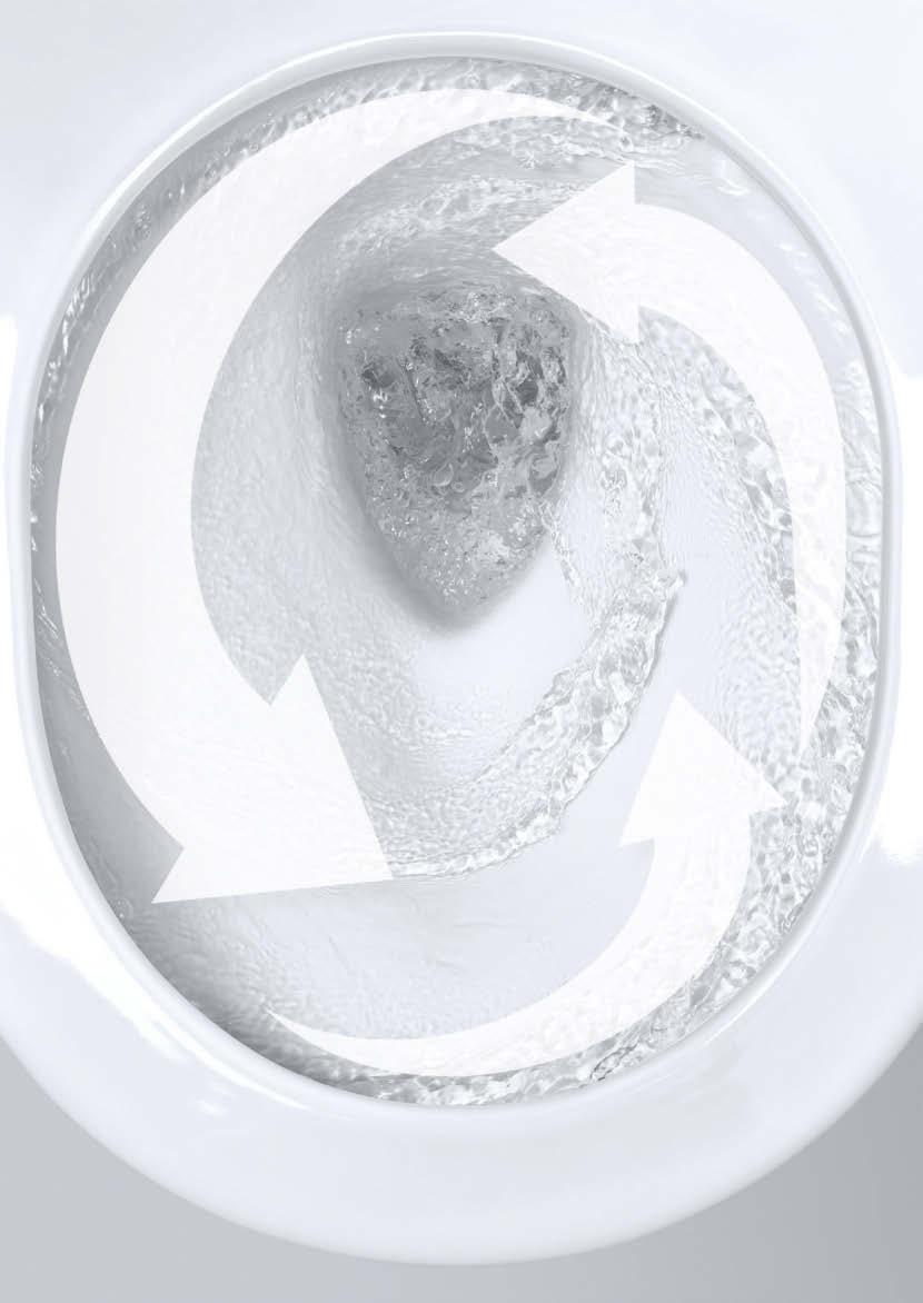TEKNOLOGI TRIPLE VORTEX ALLA GODA TING ÄR TRE: REN OCH TYST Till skillnad från andra toaletter skapar GROHEs innovativa Triple Vortex-spolsystem en kraftfull, men tyst vattenvirvel som snurrar runt