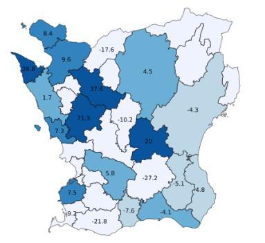 Störst procentuell ökning under perioden har Svalöv (+71,3 %) medan Malmö har bäst utveckling i antal faktiska gästnätter (+65 817 st).