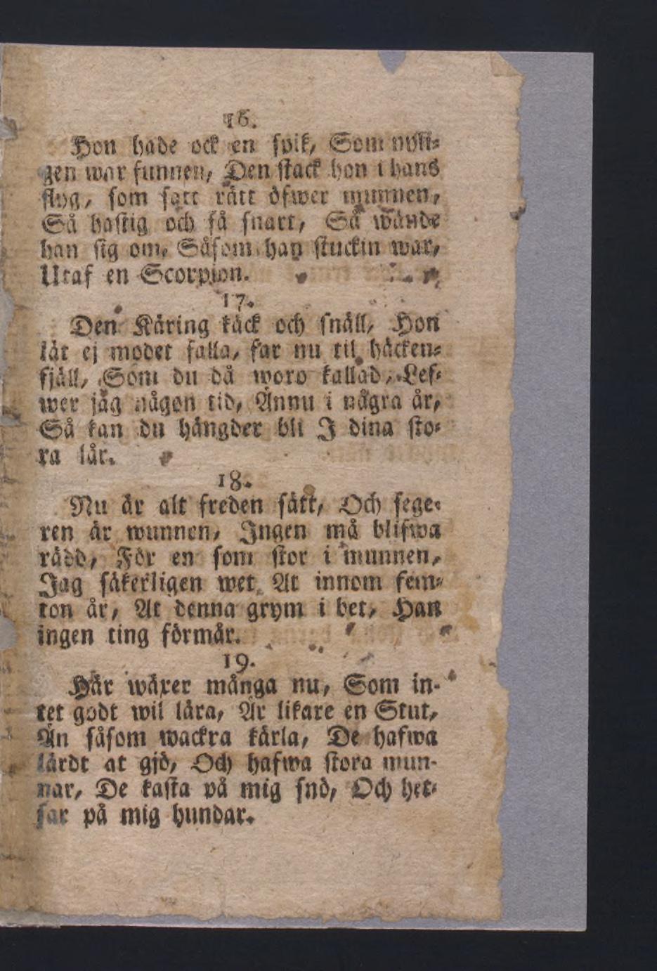 'V $5. j&cn íia be e<f en fpifr 6cm mjh* gen twit funnen? JDen ilacf bon t barré jîff, fom far: r'dtt öftrer mumien? 6å fioffia od), få fnact?