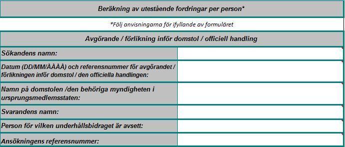 Anvisningar Vägledning för ifyllande av huvudtabellen Detta är inget obligatoriskt formulär.