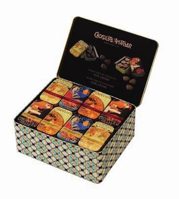 146826 Mandel Amatllons chokladdoppad 1x65g / 10x65g 141265 Presentask 5 sorter Cesta Origenes 1x211g / 5x211g Presentasken Innehåller: 70 g mörk choklad