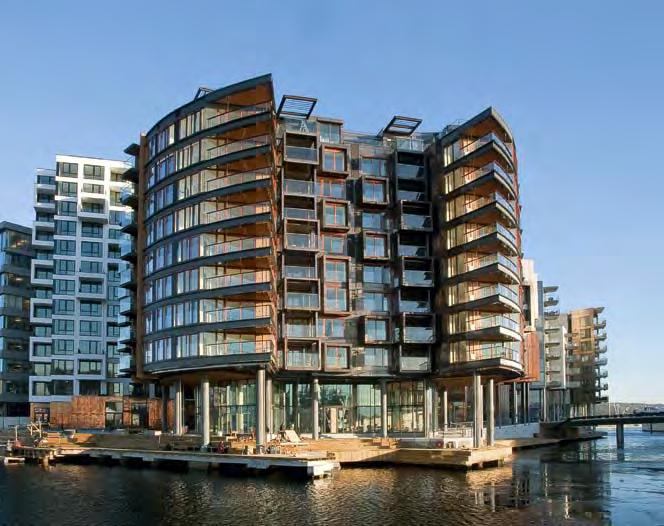 Foto: Trond Joelson / Byggeindustrien Tjuvholmen, Oslo, Norge. Pilkington Suncool 70/35 Alla varianter av Pilkington Suncool kan beläggas på extra klart floatglas, Pilkington Optiwhite.