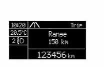 LÄR KÄNNA INSTRUMENTPANELEN 98 VISNING PÅ DISPLAYEN Varje gång som ett värde anges visas följande information på displayen: Animerad ikon högst upp bild 103. 103 A0K2011 Texten Trip (alt.