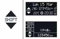 VÄXELINDIKATOR GSI-systemet (Gear Shift Indicator) ger föraren förslag om växling genom särskilda indikationer på displayen bild 99.