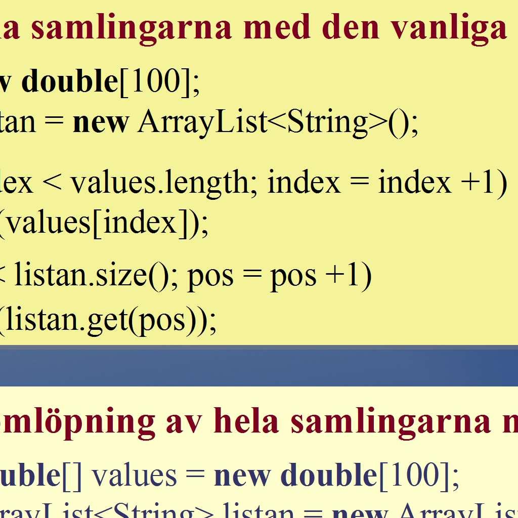 klassen som objekten tillhör måste