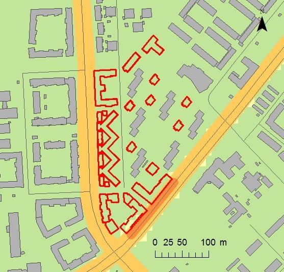 Resultat Halter av partiklar, PM10 vid utbyggnad, kv. Vapenhuset år 2030 Figur 2 visar beräknad medelhalt av partiklar, PM10 under det 36:e värsta dygnet för kv.