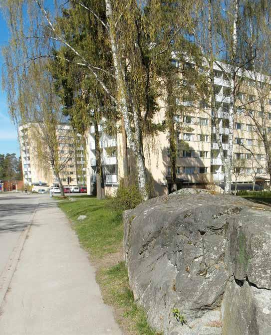 Programförslaget Stadsmiljö Sparad berghäll i gatumiljön.