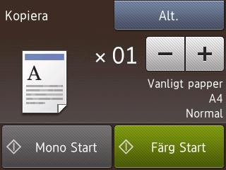 4 Kopiering Kopiera ett dokument Se till så att du fyllt på rätt pappersformat i pappersfacket. Gör något av följande: Placera dokumentet med texten nedåt på kopieringsglaset.