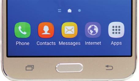 Bra att veta På en Samsung smartphone finns det vanligtvis en startskärm och en programskärm. Startskärmen går att ordna efter önskemål. Flytta en app genom att hålla på den tills den blir rörlig.