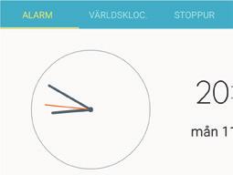 Övning 15 Ställa väckarklockan Tryck på appen Klocka som ﬁnns