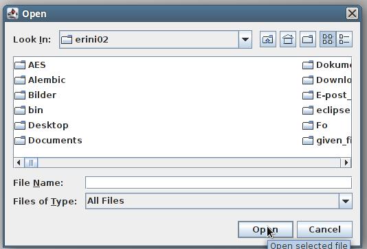 Dialogrutor (3) JFileChooser kan användas för att låta användaren öppna/spara en fil. Objektet kan öppna en dialogruta. När rutan stängs ner returneras ett heltal som anger hur dialogrutan stängdes.