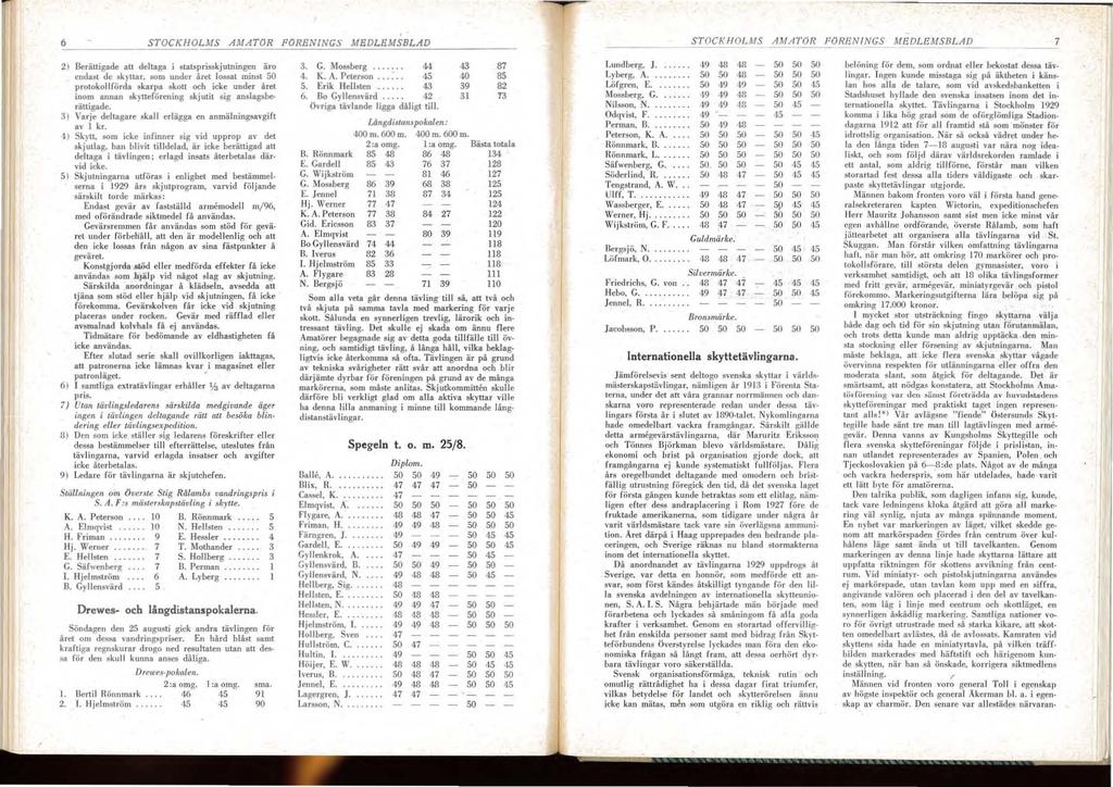 6 STOCKHOLMS AMATOR FOREJN1NGS MEJDLBMSBLAD STOCKHOLMS M/ n'or PORl1N1NGS ME!DLEJMSBLAD 7 ) Berättigade att deltaga i SlaLsprisskjutningen äro endast de 6k) lar.