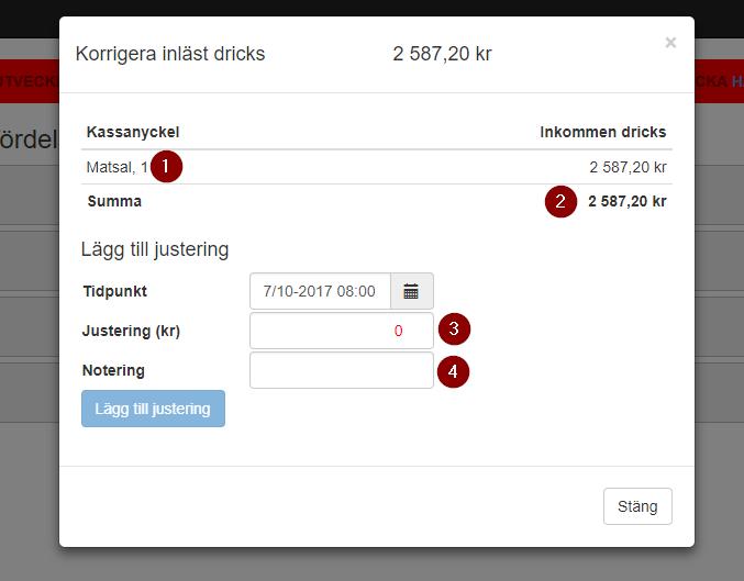 4. Notering kort kommentar om varför korrigeringen görs VARNING OM NYCKLAR SOM EJ KOPPLATS En röd varningstriangel på en pott betyder att det den dagen finns nycklar som använts som ej kopplats.