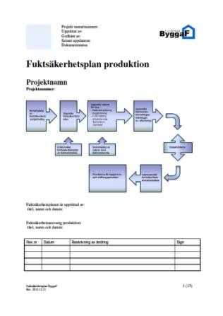 Fuktsäkerhetsansvarig produktion upprättar planen och följer upp aktiviteter.