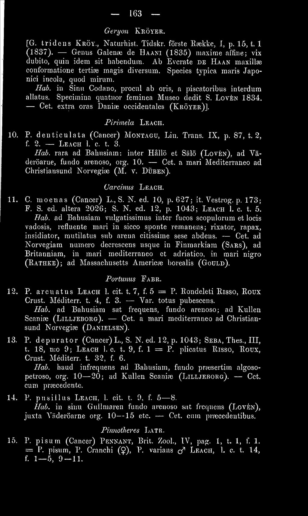 163 Geryon Kröyer. [G. tridens Kröy., Naturhist. Tidskr. förste Raekke, I, p. 15, t. 1 (1837). Genus Galen«) de Haani (1835) maxime affine; vix dubito, quin idem sit habendum.