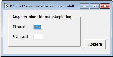 Per Lindgren 2008-09-04 30 (42) 2.9 Formulär Masskopiera bevakningsmodell KA53B00G I detta formulär kan man masskopiera alla bevakningsmodeller från en viss termin till en annan.