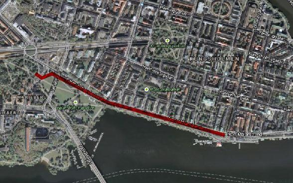 Sida 3 (15) Cykelbana i parken - ingår ej i detta genomförandebeslut Rålambshovsleden Norr Mälarstrand Figur 1. Vy över cykelbanan på Norr Mälarstrand och Rålambshovsleden som föreslås åtgärdas.