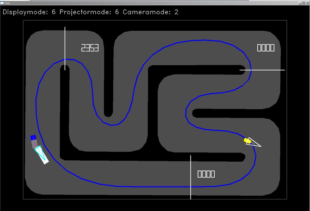 LiU Racetrack 7 Figur 6: Fönstret Main till racetrackprojektet. Här väljer användaren vilka visningslägen som ska användas.