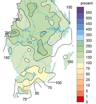 upplevdes som regnig genom ovanligt många regnvädersdagar.