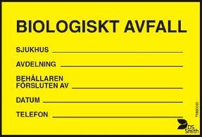 Avfallet körs upp till miljöstationen, hus C2, Akademiska sjukhuset och ställs på anvisad plats i kylrummet.