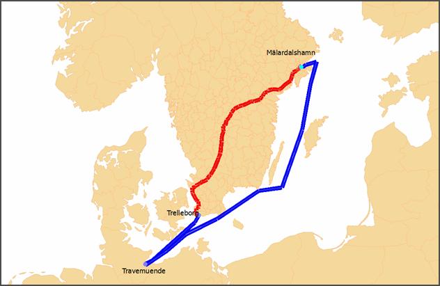 Transporter mellan Östra Mellansverige (Stockholm) och Norra Tyskland (Hamburg/Travemünde)