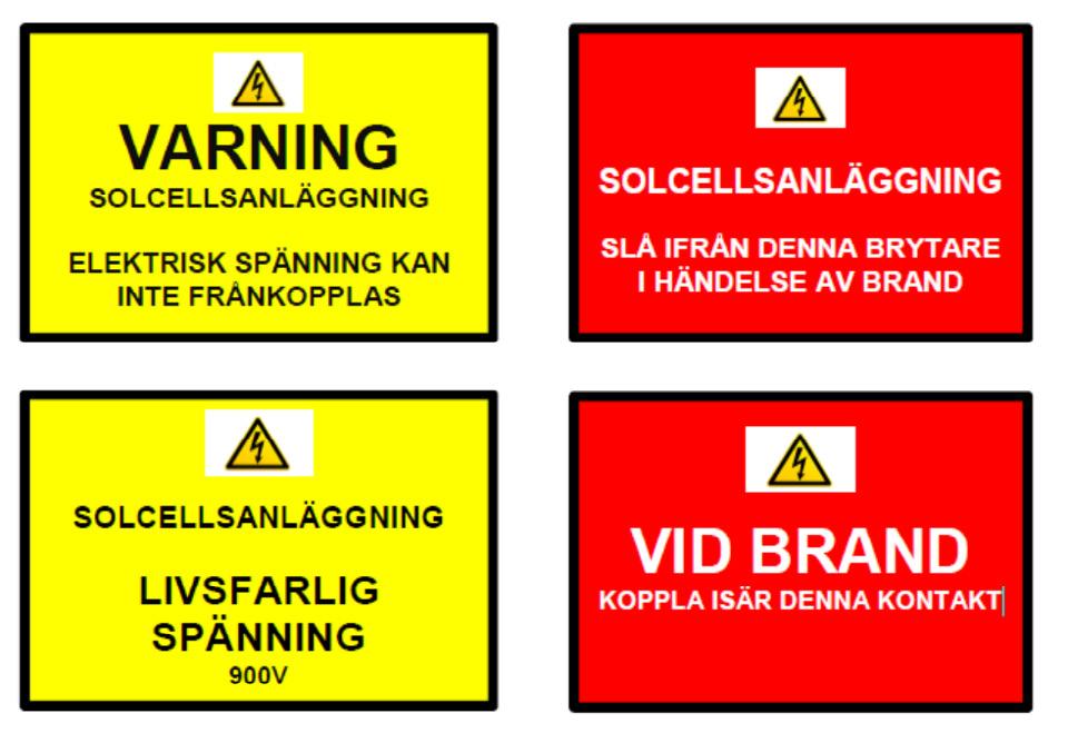 ELSÄKERHET FÖR SOLCELLSANLÄGGNINGAR STUDIEMATERIAL SOL I VÄST 11 FINNS DET KRAV PÅ MÄRKNING OCH DOKUMENTATION FÖR SOLCELLSANLÄGGNINGAR? Ja.