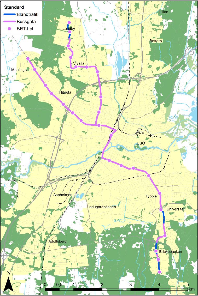 6. Kundanpassad trafikering För att ett framtida BRT-system ska uppfattas som attraktivt för resenärerna ska det förutom att erbjuda en hög transportkapacitet, även vara pålitligt och erbjuda