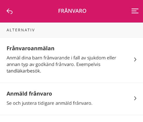 5 Frånvaroanmälan 5.1 Funktioner Vårdnadshavaren kan registrera frånvaro samt se och justera tidigare anmäld frånvaro. 5.2 Registrera frånvaro I funktionen frånvaroanmälan kan vårdnadshavare registrera frånvaro för heldag och för en tidsbegränsad period.